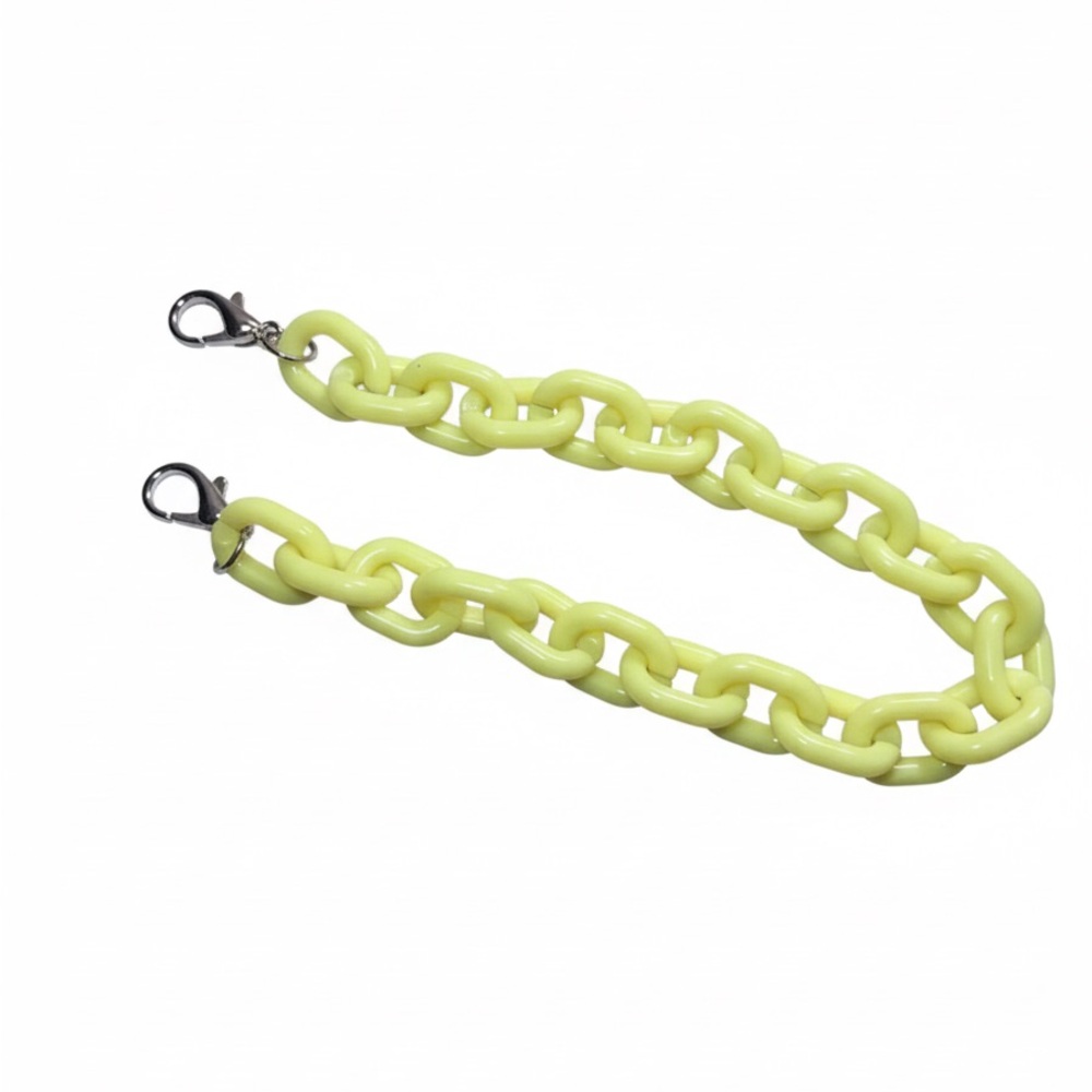 Yellow Acrylic Chunky Hat Chain Purse Strap Mask Lanyard 11” Rave  Y2K